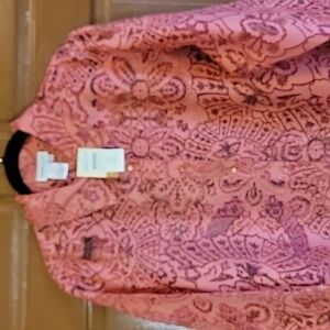 Coldwater Creek-Rosy rust colored burnout top Size 2X NWT.